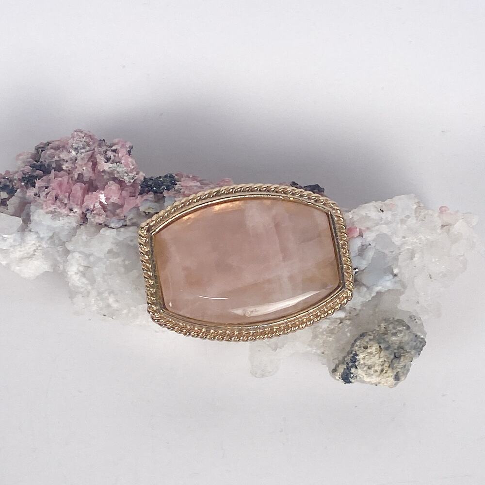 Pink Gemstone Gold Tone Brooch - Picture 3 of 5